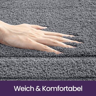 Килимок для ванної кімнати DEXI: м'який, неслизький, пральний, 60 x 110 см, білий/темно-сірий