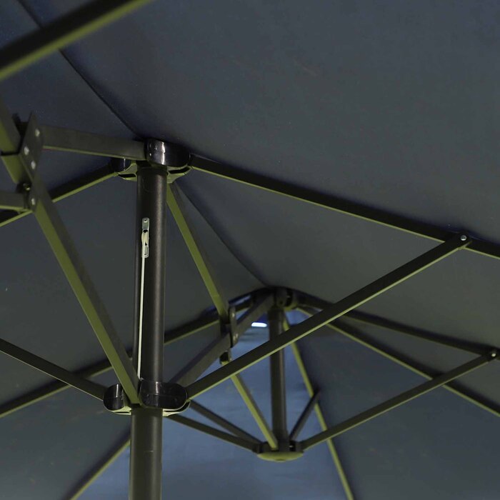 Outsunny Double Canopy Patio Umbrella with Hand Crank - Blue Oval, 460 x 270 x 240 cm | Aosom