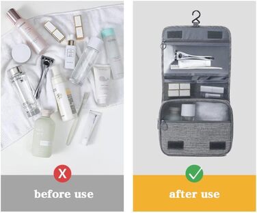 Сумка для подорожей з організацією, сіра. З металевим гачком для підвішування.