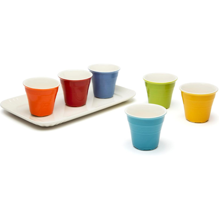 Brunch Time Espresso Cups, Set of 7, Multicolored