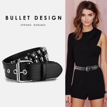 Пряжка з шипами, металевий панк-ремень з яскравими пірамідними шипами для жінок та чоловіків (Чорний, Білий)