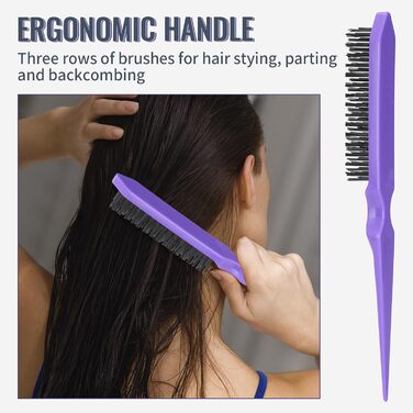 Набір для догляду за волоссям: щітка для розплутування з пульверизатором 200 мл, щітка для волосся з натуральної щетини, набір з 3 шт. для створення об'єму, двостороння щітка (фіолетовий)