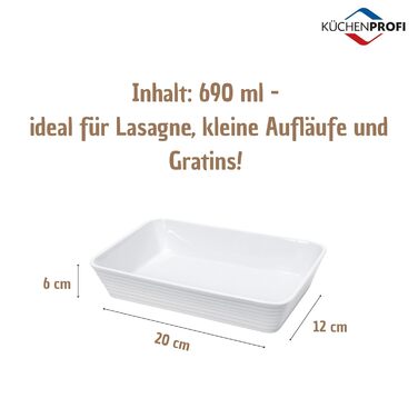 Форма для запікання Küchenprofi, прямокутна, 20 см, з твердого фарфору, біла