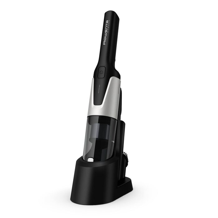 Ручний пилосос Rowenta X-Touch AC9736 бездротовий, чорний: компактний, легкий (0.6 кг), з насадкою для щілин та малою щіткою, потужний цифровий мотор, станція зарядки