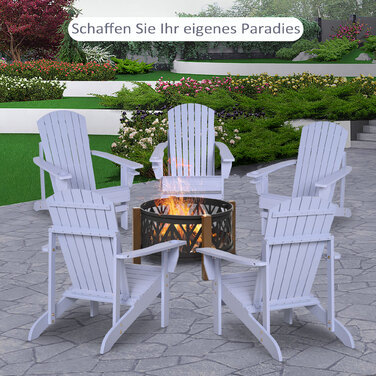 Крісло Adirondack Outsunny з підстаканником, масивне дерево, сіре, шезлонг для балкона, 72,5 x 97 x 93 см