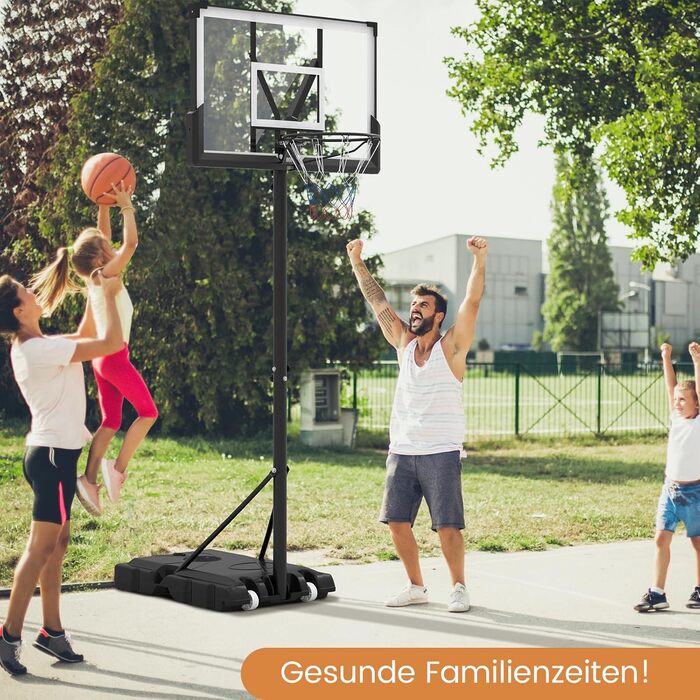 COSTWAY Adjustable Height Basketball Hoop System - Outdoor Mobile Basketball Stand with Wheels & Weight Bag (125-305cm)