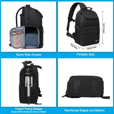 Сумка для камери MOSISO: Crossbody Sling Rucksack для фотографів Canon, Nikon, Sony (з тримачем для штатива)