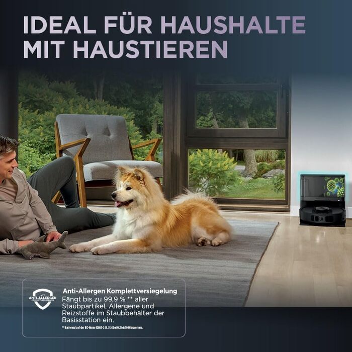 Робот-пилосос Shark PowerDetect 2-в-1 з функцією миття, NeverTouch Pro, самостійне очищення до 60 днів, LiDAR-навігація, NeverStuck, керування через додаток, RV2800ZEEU, 2 щітки, Anti-Micro Pads, 1 капсула