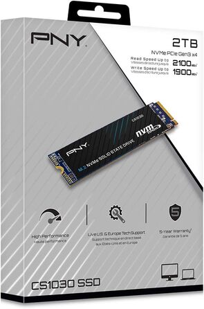 SSD накопичувач PNY CS1030 2TB M.2 NVMe PCIe Gen3 x4 (2100 МБ/с читання, 1700 МБ/с запис)