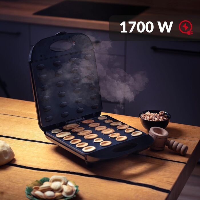 Lehmann Electric Nut Baker with Non-Stick Coating | 1700W | Nut Maker for 24 Nut Halves | Nut Baking Machine | Nut Waffle Iron for Oreschki and Nut Waffles