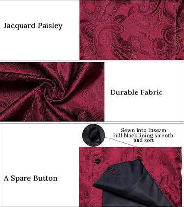 Костюмний жилет DiBanGu (5 шт.): жилет, краватка, нагрудна хустинка, запонки, кільце для краватки. Зелений/Чорний (L, Бордовий)