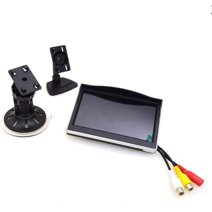 Автомобільний тримач на присосці для монітора 5'' LCD TFT, кріплення на лобове скло для паркувальної камери, передньої камери, медіаплеєра, з підтримкою 2 RCA Cinch