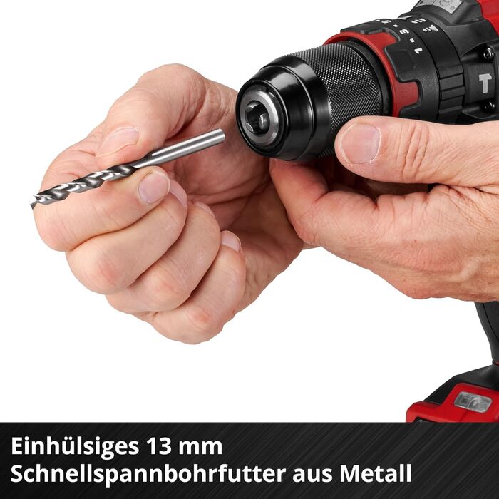 Акумуляторний ударний дриль-шуруповерт Einhell TE-CD 18/40 Li-i +64 (18 В, 40 Нм, 13 мм патрон, 2 швидкості, комплект з акумулятором, зарядним пристроєм та аксесуарами) Power X-Change