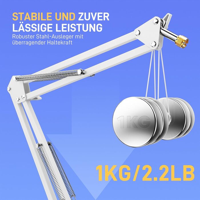 Мікрофонний тримач Maono BA20, чорний: регульований штатив для подкастів, геймінгу, стрімінгу та запису – з кріпленням до столу та адаптером 3/8' - 5/8'