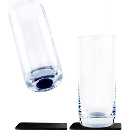 silwy® Magnet Glasses, fine crystal glasses with perfectly integrated magnets and metallic nano-coasters (LONGDRINK SLIM)