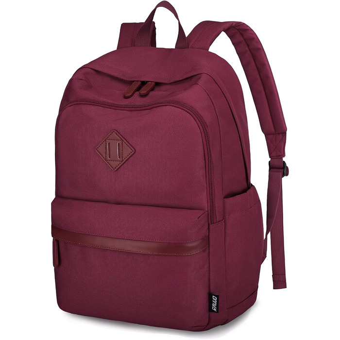 Рюкзак RAVUO для чоловіків та жінок, 15.6 дюймів, водонепроникний, для підлітків, для школи, подорожей, роботи, чорний, бордовий
