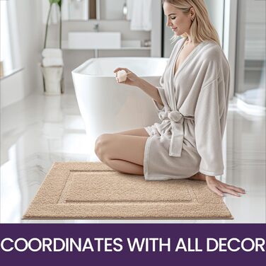 DEXI Bathroom Rug 61 x 152 cm, Non-Slip Bath Rug, Washable Soft Bath Mat, Microfiber Absorbent Bathroom Rug, Bath Mats for Bathtub, Shower Room and Bathroom - Beige 61 x 152 cm Beige