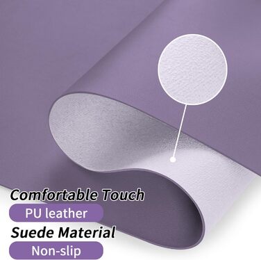 Килимок для столу Niviy з екошкіри XXL, 80x40 см, антиковзаючий, водонепроникний, для офісу, дому та ноутбука, м'яка підкладка з алькантари (лавандовий)