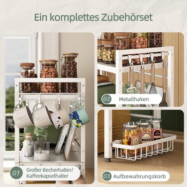 Підставка для мікрохвильової печі NETEL, 2-рівнева, чорна, висувна 40-60 см. З полицями для напоїв та кошиком