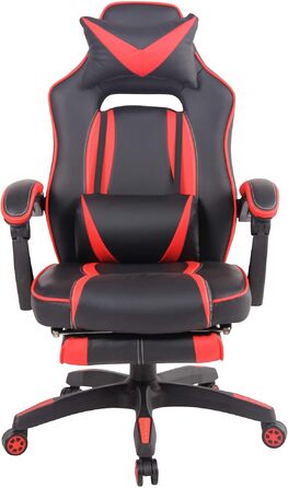 Ігрове крісло CLP Gaming Heat з підставкою для ніг, штучна шкіра, регулювання висоти, з підлокітниками (Чорний/Червоний)