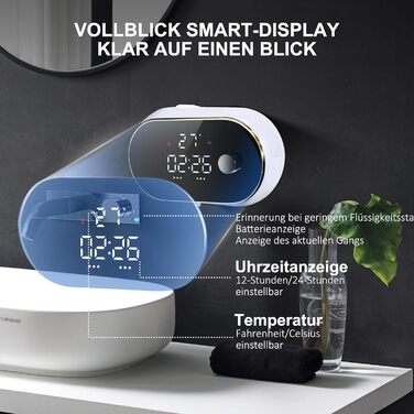 Automatic Soap Dispenser Wall Mount Foam Soap Dispenser Electric Soap Dispenser No Touch Wall Mounted Sensor Foam Soap Dispenser Plastic Kitchen Bathroom Foam Dispenser White