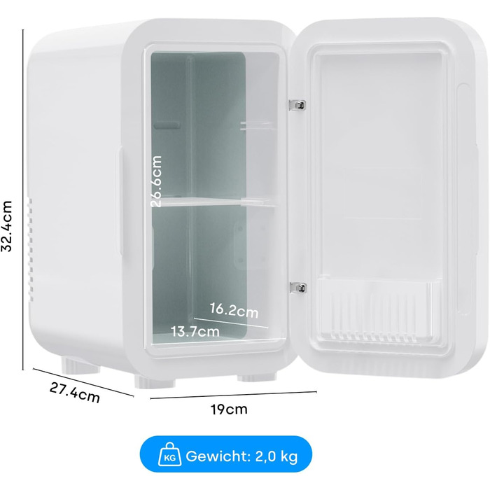 Mini холодильник Enventor 6L: портативний, для авто, кімнати, косметики, фруктів та напоїв (білий)