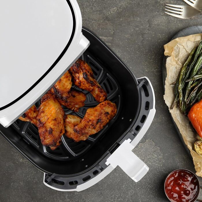 Фритюрниця без оливи Bergner Naturally з керамічним покриттям, 1800W, 6.9L, 8 програм, регулювання температури 80-200°C, таймер до 30 хв