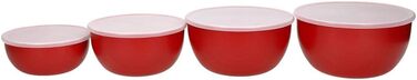 Набір пластикових салатниць KitchenAid з кришками, червоні, 4 шт. (355, 591, 828, 1065 мл)