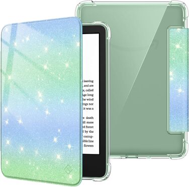 Чохол Fintie для Kindle 6 (11-го покоління) 2024/2022, прозомий, м'який TPU з авто-сном/пробудженням, для Kindle Basic 2024, Agavengrün (блискучий зелено-блакитний)