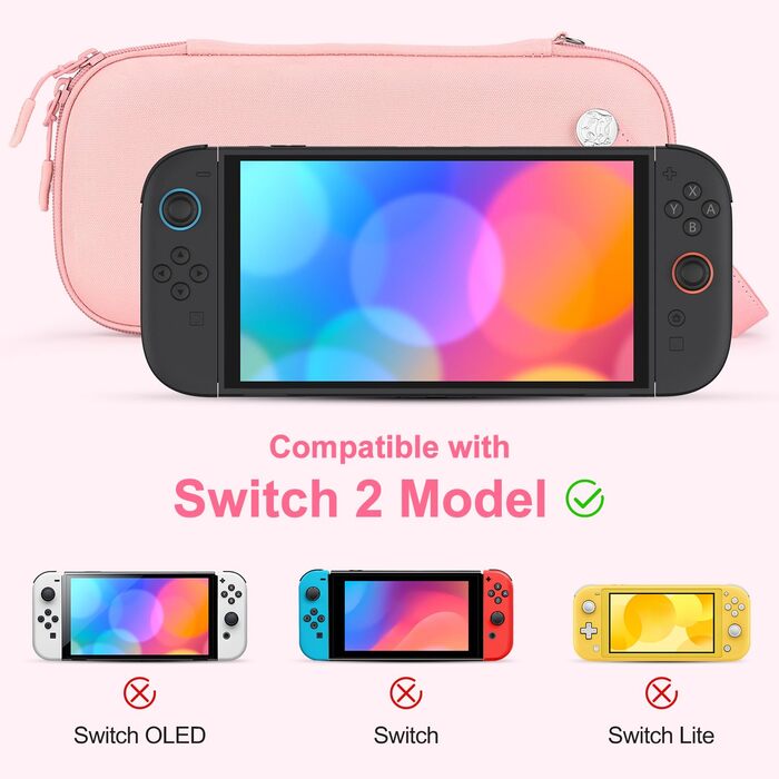 Чохол для Nintendo Switch 2 innoAura Switch 2 Tasche, фіолетовий Galaxy (рожевий Slim) - водовідштовхувальний, ударостійкий з відділенням для AirTag та великою сітчастою кишенею