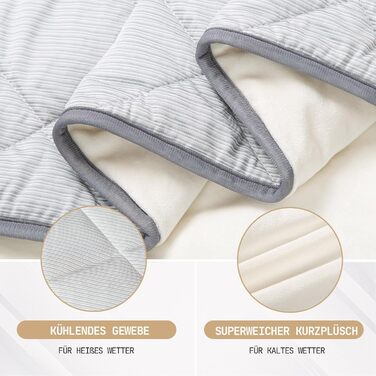 Килимок для собак та котів, ультрам'який, водонепроникний, 75x60 см, можна прати, з двостороннім охолодженням та підігрівом для цілорічного комфорту, сірий та білий (89x75 см, сірий та білий)