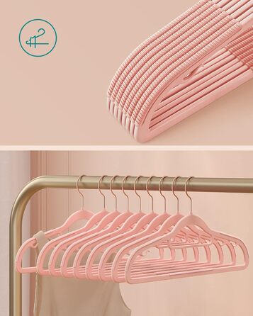 Набір вішалок SONGMICS 50 шт. з пластику, антиковзкі, компактні, 42 см, поворотний гачок 360°, сріблясті, біло-темно-сірі