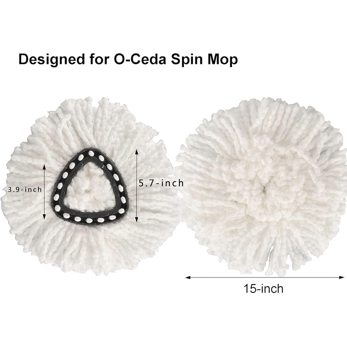 Yision Spin Mop Replacement Heads, 100% Microfiber Spin Mop Refill Heads, 360° Micro Replacement Mop Head for Easy Home Cleaning Floor Squeegee (12-Pack, White)