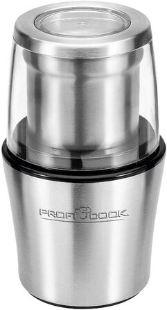 Електрична кавомолка ProfiCook PC-KSW 1021 N, 200 Вт, подрібнювач спецій, корпус з нержавіючої сталі, імпульсний режим, 4-лопатевий ніж для спецій, 2-лопатевий ніж для кави