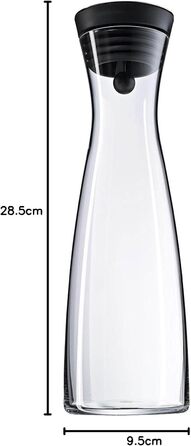 WMF Basic Water Carafe 1.5 Liter, Glass Carafe with Lid, Silicone Lid, CloseUp Closure