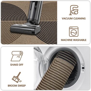 Килимок для дому та вулиці 50x80 см, джутовий, з антиковзаючим покриттям, для входу, балкону (Чорно-коричневий)