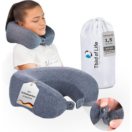 Ергономічна подушка для шиї ANDAR QuickDry з ефектом пам'яті для подорожей, швидковисихаючий чохол, проти болю в шиї, для літака та авто