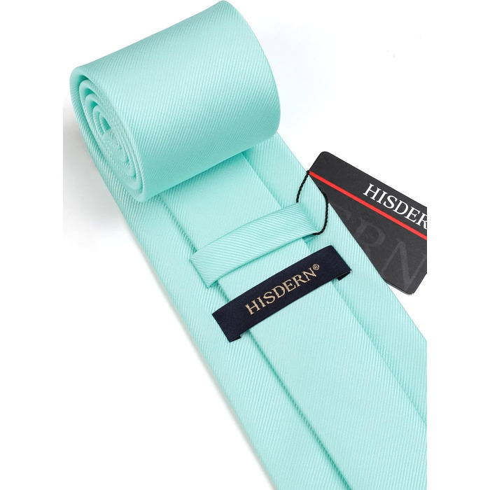 Краватка та нагрудна хустинка для весілля HISDERN: набір однотонних аксесуарів для чоловіків, різних кольорів, універсальний розмір (м'ятний)