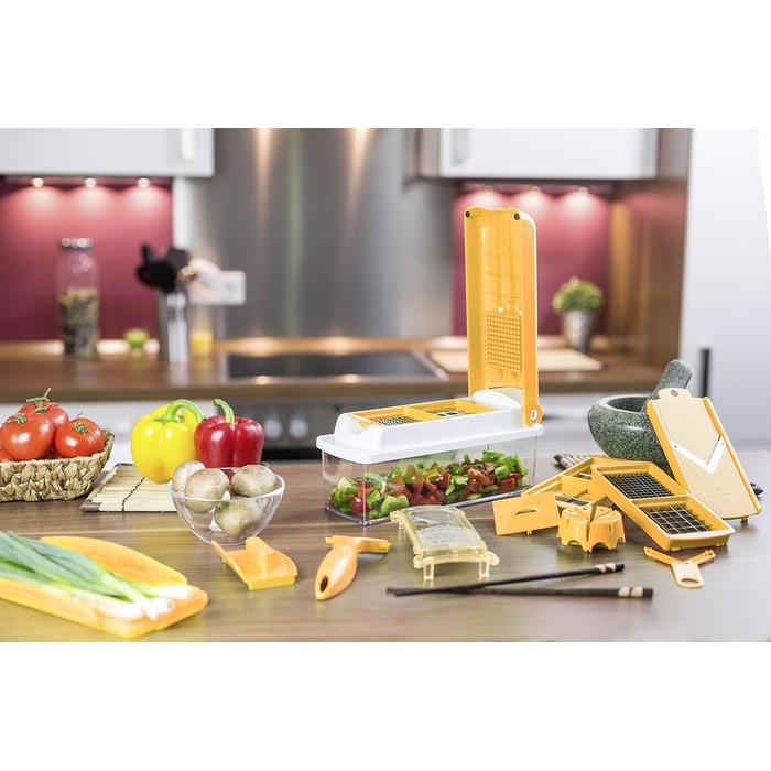 Nicer Dicer Plus Genius 33976 - Набір для нарізки овочів та фруктів, 14 частин, помаранчевий