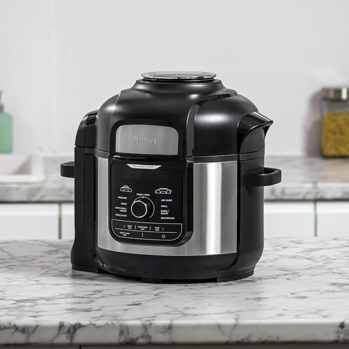 Ninja Foodi MAX Multi-Cooker, 7.5L, 9-in-1 Multi-Cooker, Pressure Cooker (Fast Cooking), Air Fryer (Hot Air Frying), Slow Cooker (Slow Cooking), Grilling and more, Brushed Steel & Black, OP500EU