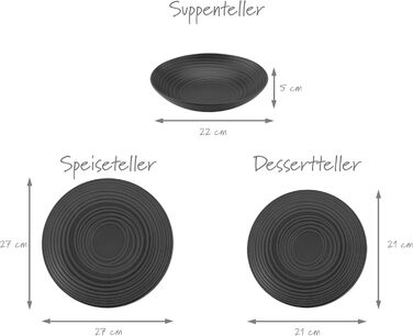 Набір посуду Creatable Serie Lava Stone (6 предметів) з кераміки, придатний для миття в посудомийній машині та використання в мікрохвильовій печі, зроблене в Португалії (Набір тарілок 18 предметів)