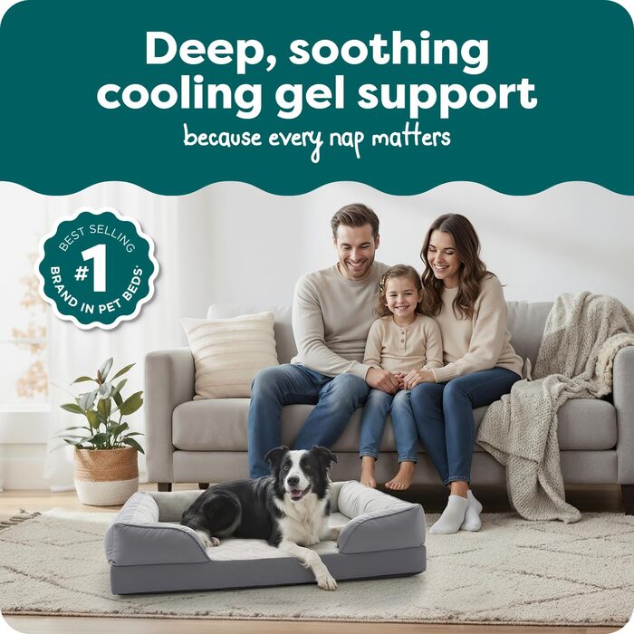 Ліжко для собак Furhaven Velvet Waves, сірий граніт, 91x69x20 см. Підходить для великих, середніх та малих собак.