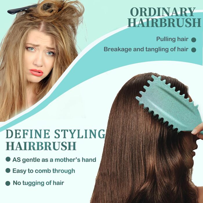 Щітка для локонів Lockenbürste: розгладжує, формує та підкреслює локони, нейлонові щетинки, унісекс (зелена, 24 см)