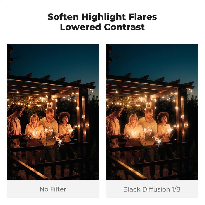 Фільтр K&F Concept з кришкою для об'єктива, серветкою для очищення, захисним фільтром з оптичного скла з 18-шаровим нанопокриттям (Nano Klear) (55mm, Black Mist 1/8)