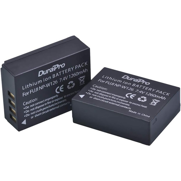 Акумулятор DuraPro 2X NP-W126 + LED-USB подвійний зарядний пристрій для камер Fujifilm X100F, X-A1, X-E2, X-Pro1, X-T1, X-T2, X-T3, X-T10, X-T20, X-T100, X-H1, FinePix HS33EXR, HS50EXR