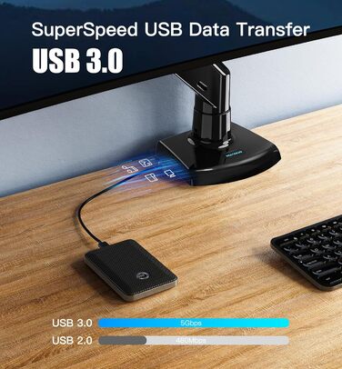 Кріплення для монітора HUANUO, 13-49 дюймів, регульований, підтримує 2-12 кг, з USB, VESA 75/100 мм