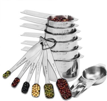 Measuring Cup Set, 13-Piece Set, Measuring Cups, Kitchen Measuring Cups, Stainless Steel Handle, for Cooking, Professional Utensil