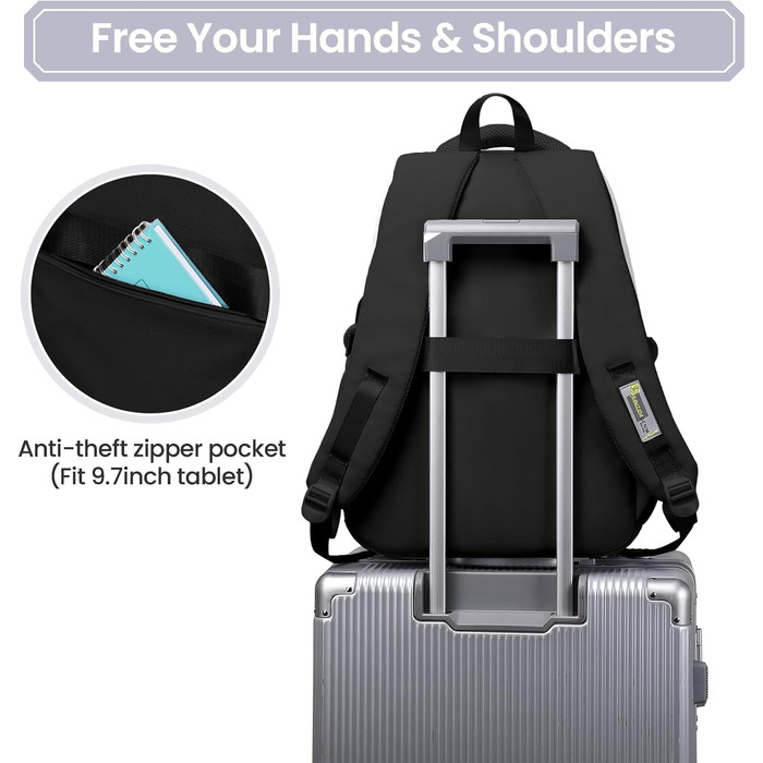 Шкільний рюкзак для дівчаток - водонепроникний, легкий, стильний, з великою місткістю, для 3-9 класів, фіолетово-чорний колір