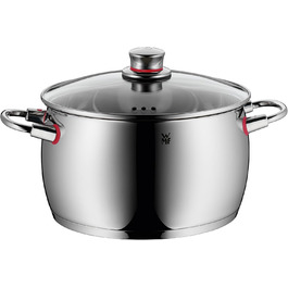 Велика каструля WMF Quality One 24 см з кришкою, отвір для пари, для індукції, 6,8 л, нержавіюча сталь Cromargan, полірована, без покриття