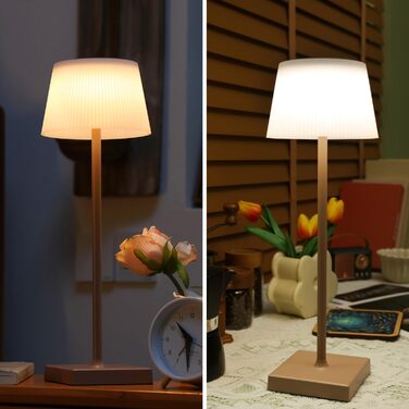 Світлодіодна настільна лампа Aigostar акумуляторна бездротова, димується сенсорним дотиком, 3 режими світла, водонепроникна IP54 для дому та саду (Світло-коричнева)